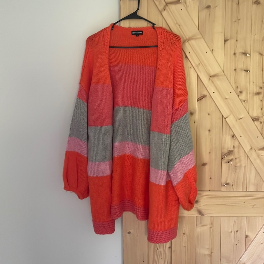 Pretty Little Thing Color Block Pink Cardigan Size Small
